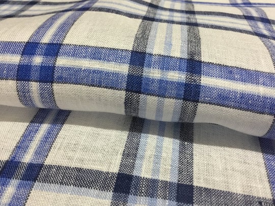 NEW High Class 100% Pure Irish Linen Check Fabric Made In Ireland