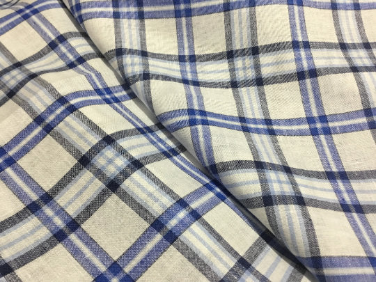 NEW High Class 100% Pure Irish Linen Check Fabric Made In Ireland