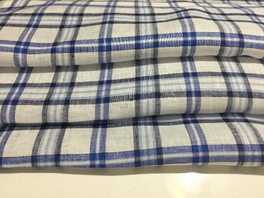 NEW High Class 100% Pure Irish Linen Check Fabric Made In Ireland