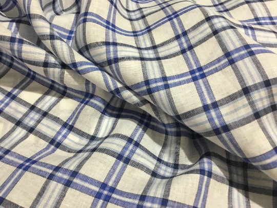 NEW High Class 100% Pure Irish Linen Check Fabric Made In Ireland