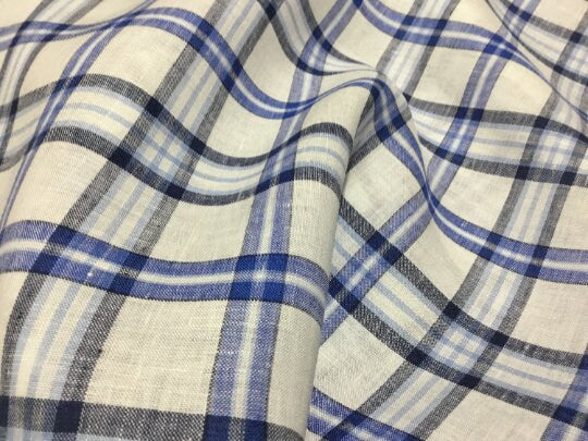 NEW High Class 100% Pure Irish Linen Check Fabric Made In Ireland