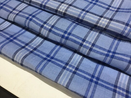 NEW High Class 100% Pure Irish Linen Check Fabric Made In Ireland