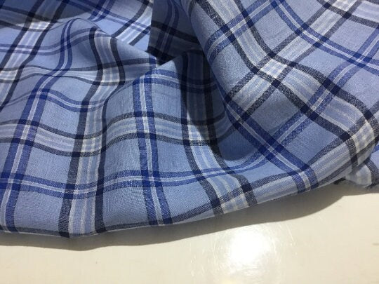 NEW High Class 100% Pure Irish Linen Check Fabric Made In Ireland