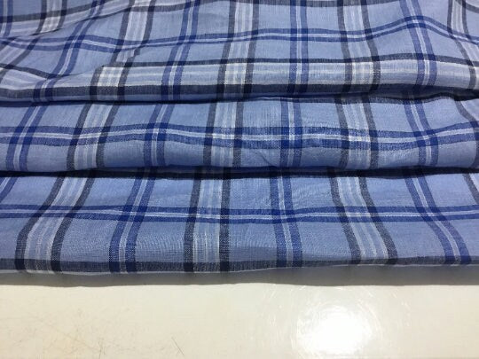 NEW High Class 100% Pure Irish Linen Check Fabric Made In Ireland