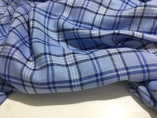 NEW High Class 100% Pure Irish Linen Check Fabric Made In Ireland