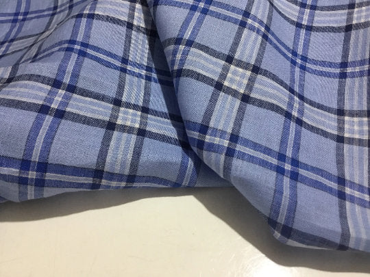 NEW High Class 100% Pure Irish Linen Check Fabric Made In Ireland