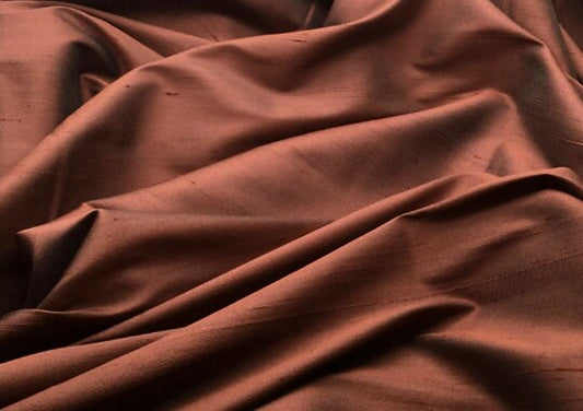 NEW High Class Brown Stretch Silk Slub Dupion Fabric
