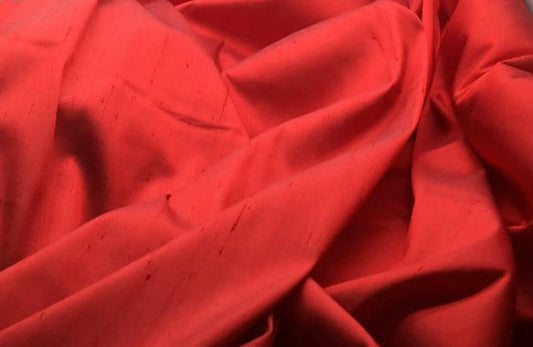 NEW High Class Red Stretch Silk Slub Dupion Fabric