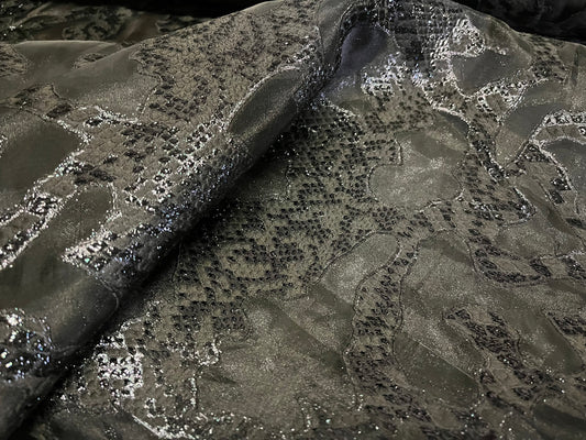 NEW High Class Black Organza Brocade Lurex Fabric