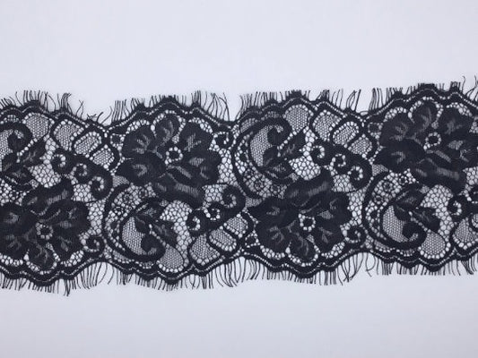 NEW High Class Black Eyelash Floral Lace Trim / Trimming