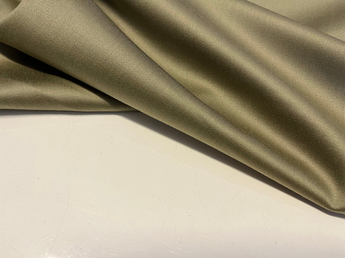 NEW High Class Khaki Green Heavy Pure Wool Sateen Fabric