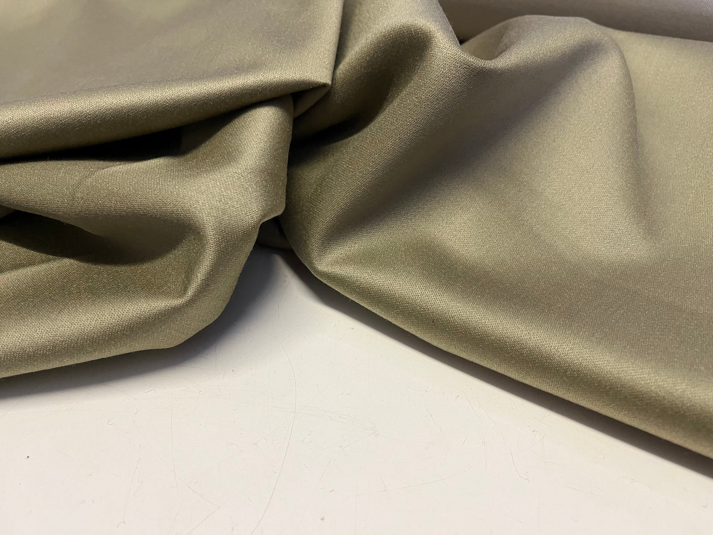 NEW High Class Khaki Green Heavy Pure Wool Sateen Fabric