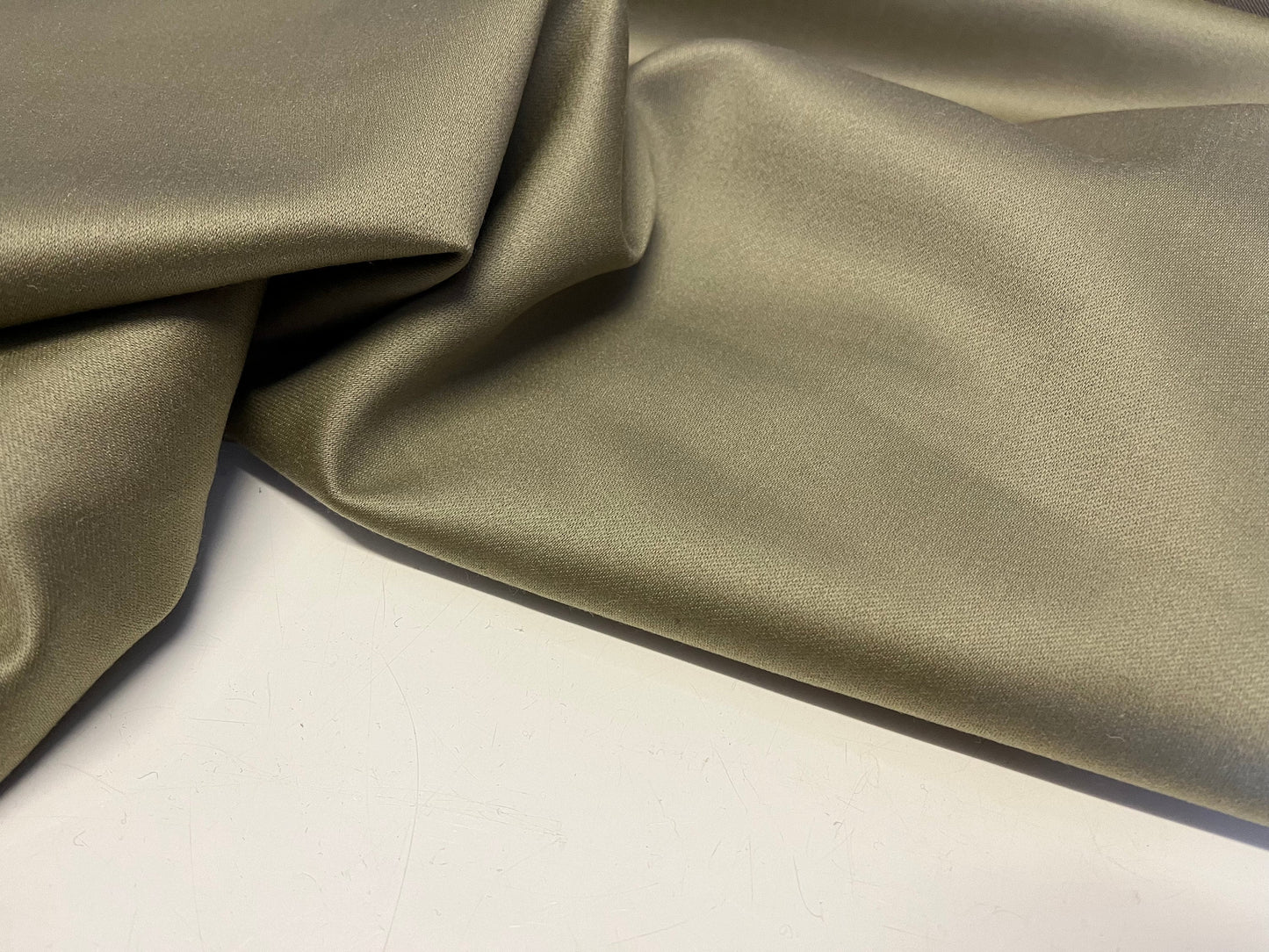 NEW High Class Khaki Green Heavy Pure Wool Sateen Fabric