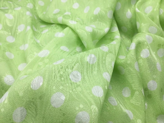 NEW 100% Silk Crepe De Chine Satin Jacquard Polka Dot Print Fabric