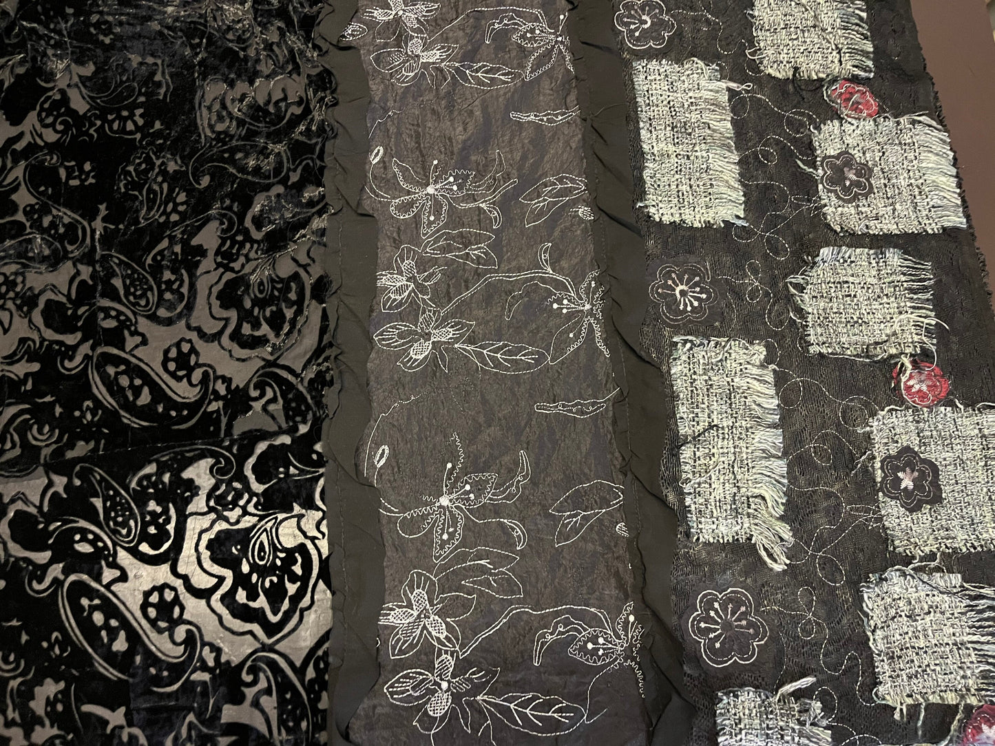 NEW High Class Velvet Devore Embroidered Floral Lace Tweed Boucle Lurex Ruffle All In One Fabric