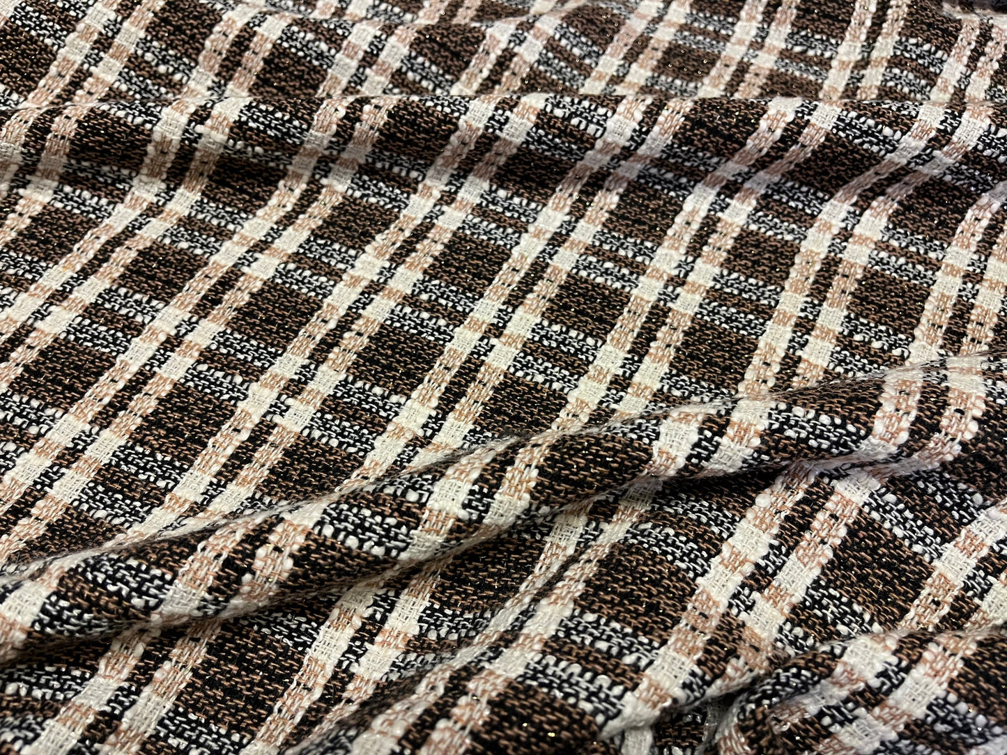 NEW High Class Wool Tweed Boucle Gold Lurex Fabric