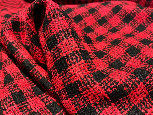 NEW High Class Red Black Boucle Fabric