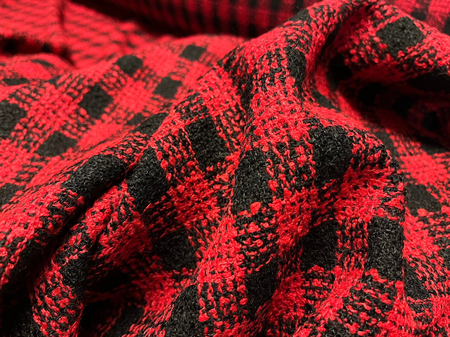 NEW High Class Red Black Boucle Fabric