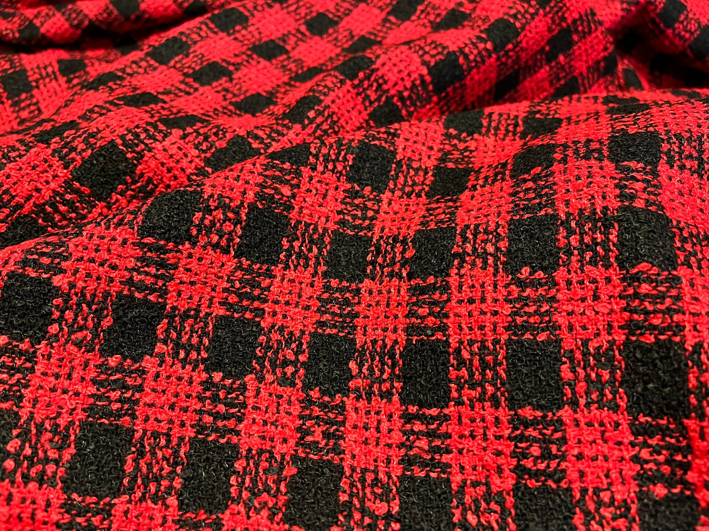 NEW High Class Red Black Boucle Fabric