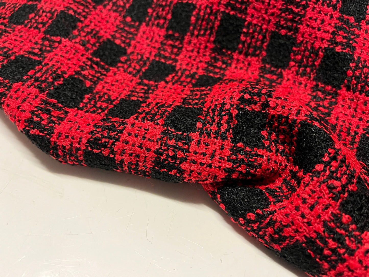 NEW High Class Red Black Boucle Fabric