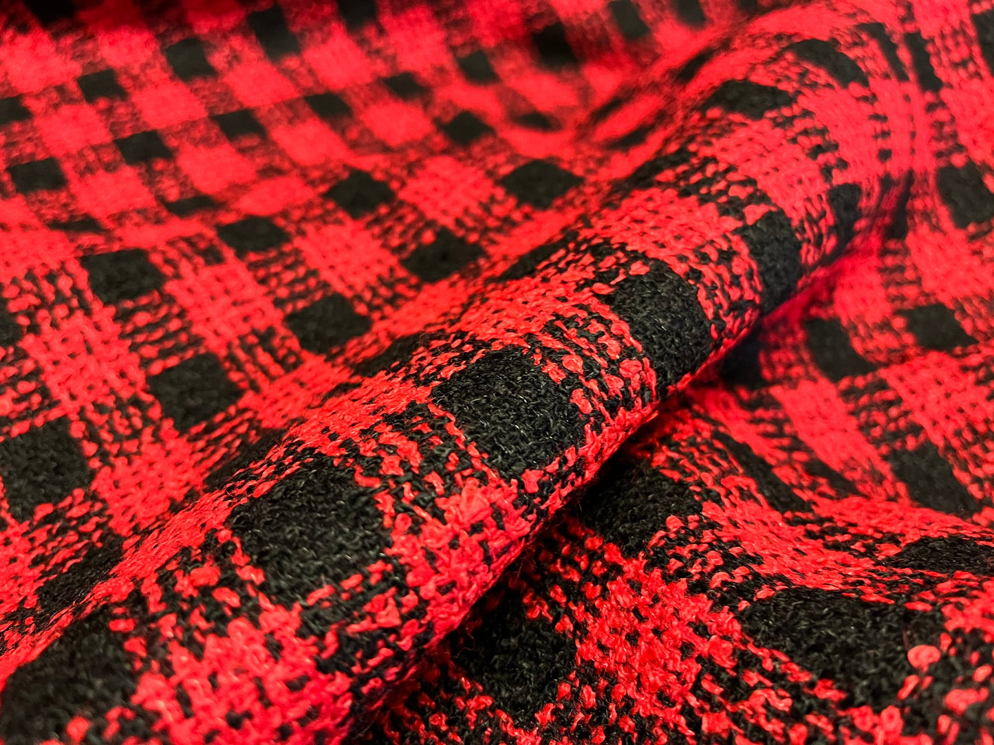 NEW High Class Red Black Boucle Fabric