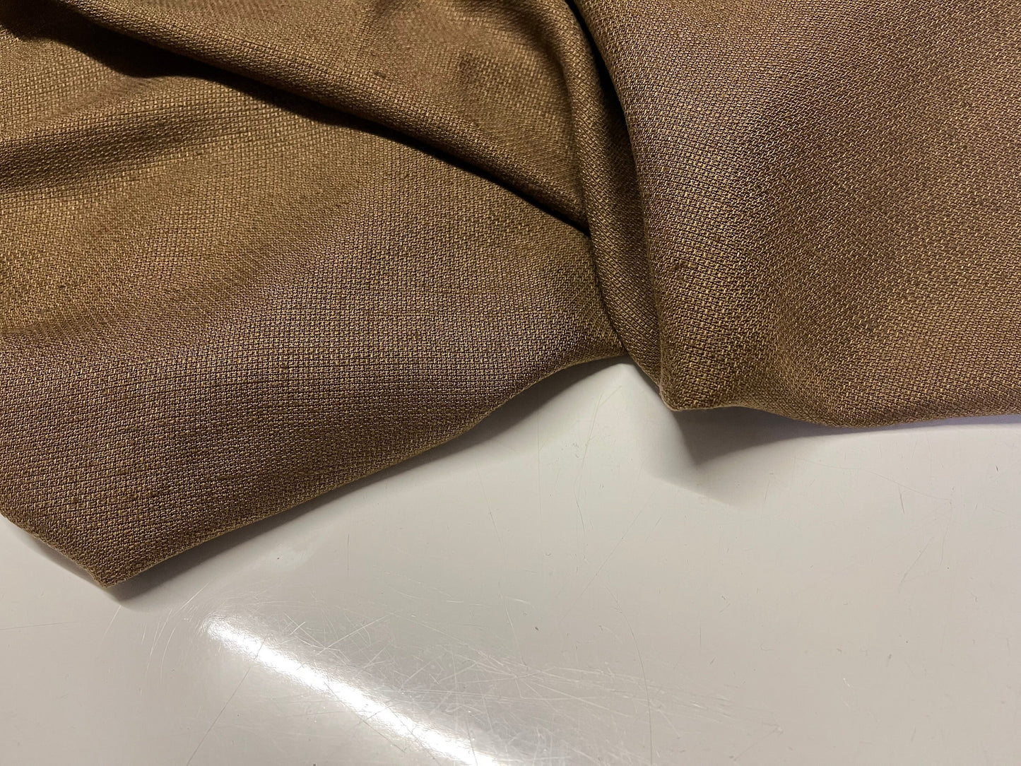 NEW Italian High Class Brown Rayon Viscose Linen Fabric Made In Italy