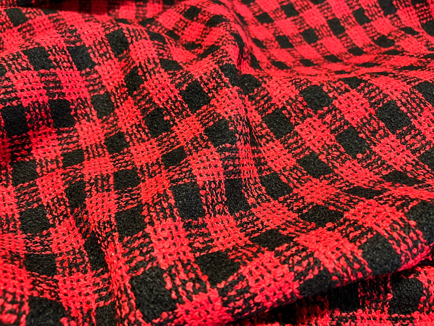 NEW High Class Red Black Boucle Fabric