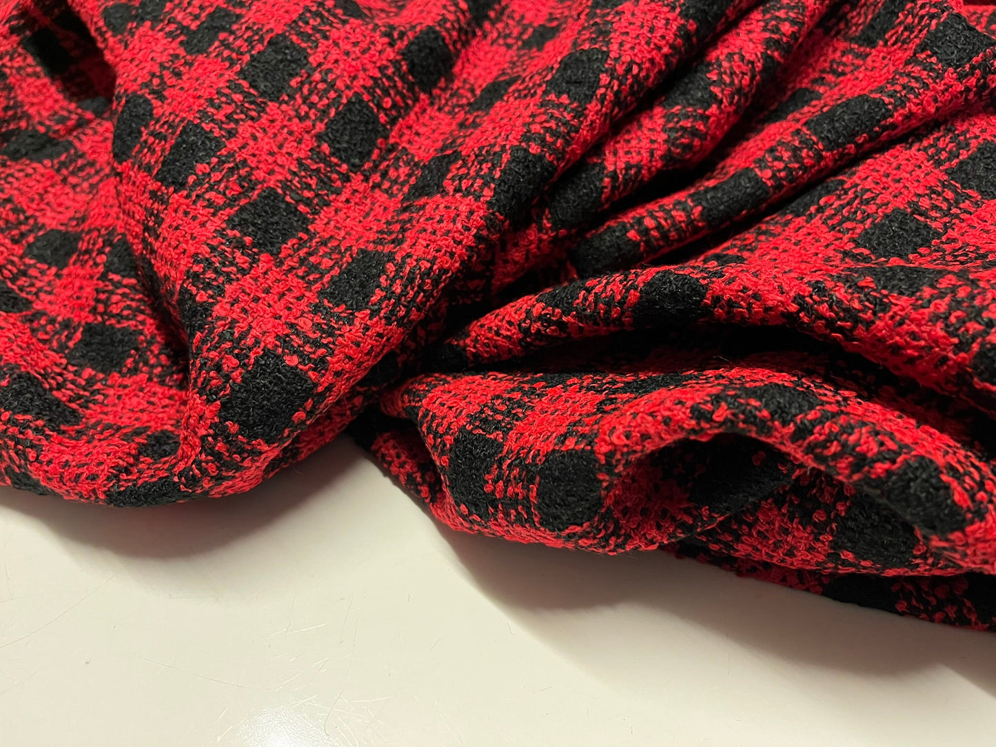 NEW High Class Red Black Boucle Fabric