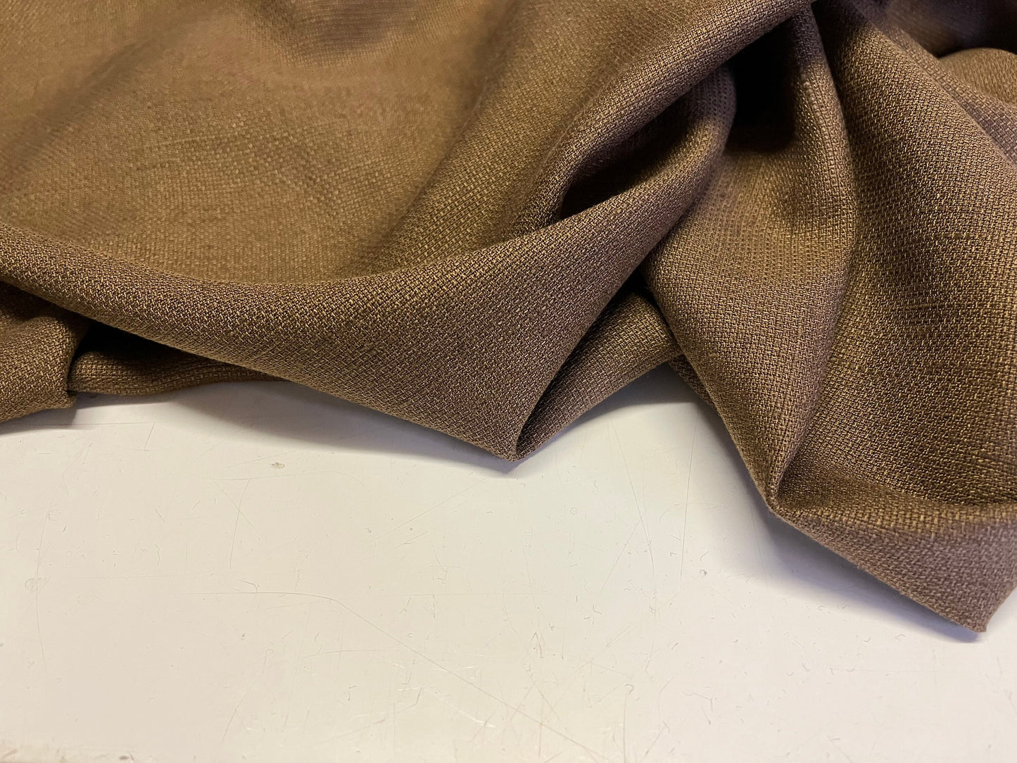 NEW Italian High Class Brown Rayon Viscose Linen Fabric Made In Italy