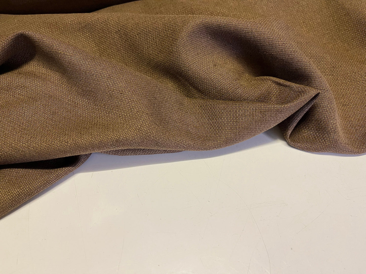 NEW Italian High Class Brown Rayon Viscose Linen Fabric Made In Italy