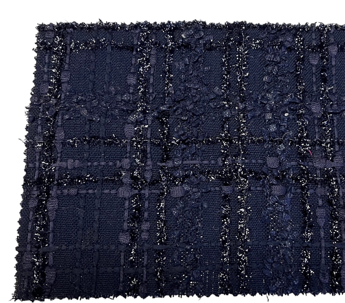 NEW High Class Couture Navy Shiny Tweed Boucle Check Fabric (Read Description) (SOLD OUT)