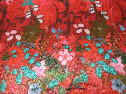 NEW Haute Italian Silk Lurex Floral Print Fabric Made In Italy