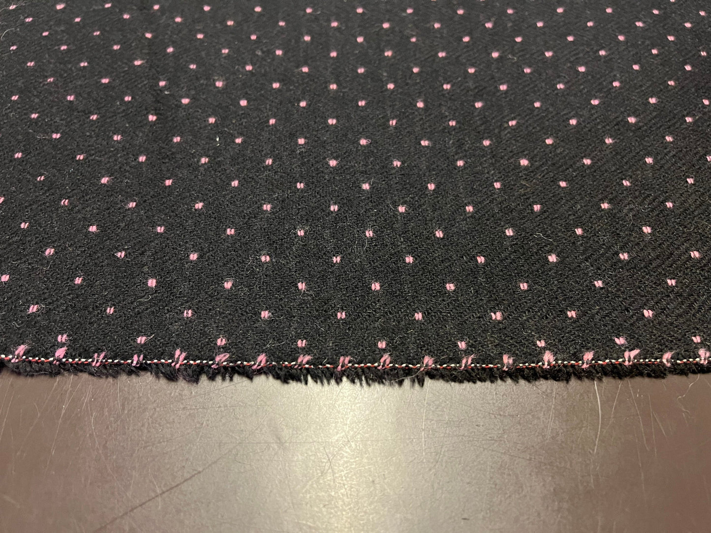 NEW High Class Herringbone Pink Spot Wool Fabric