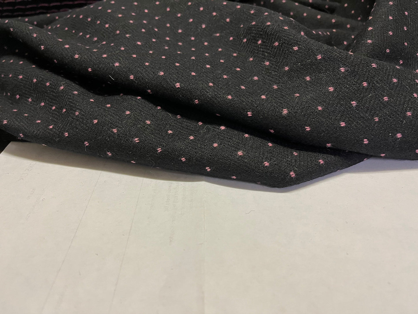 NEW High Class Herringbone Pink Spot Wool Fabric