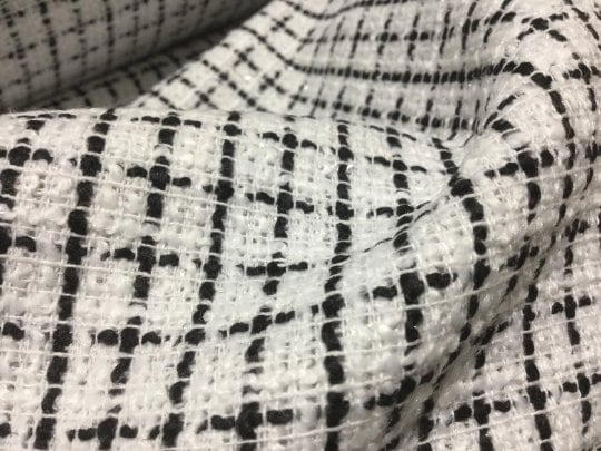 NEW High Class Black White Tweed Lurex Boucle Fabric