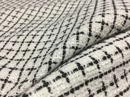 NEW High Class Black White Tweed Lurex Boucle Fabric