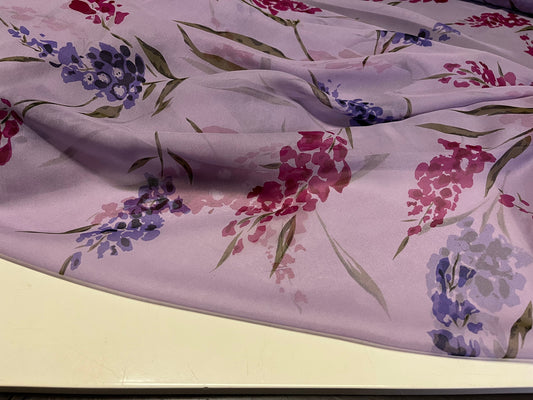NEW High Class 100% Pure Silk Chiffon Floral Print Fabric