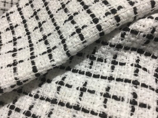 NEW High Class Black White Tweed Lurex Boucle Fabric