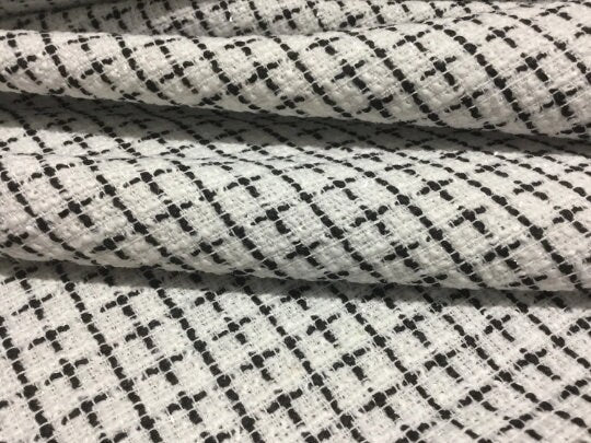 NEW High Class Black White Tweed Lurex Boucle Fabric