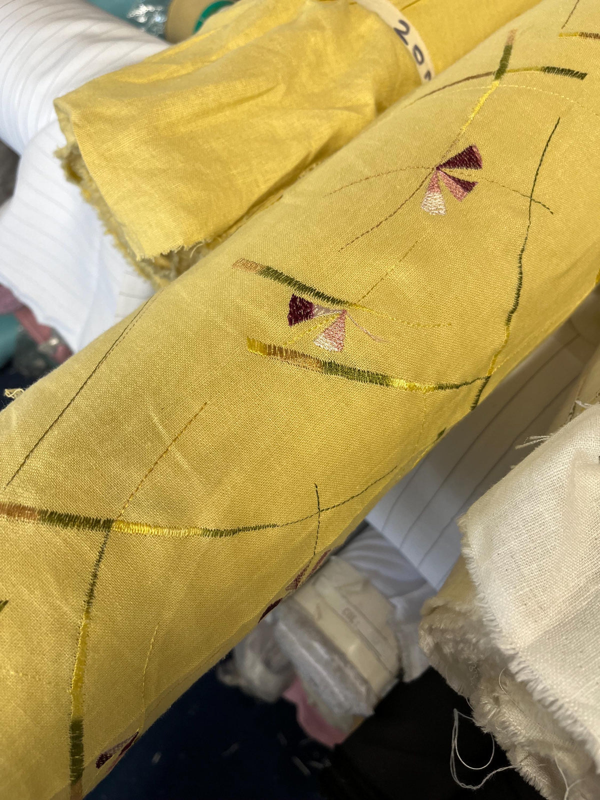 NEW High Class Embroidered Linen Fabric (Please Read Description)