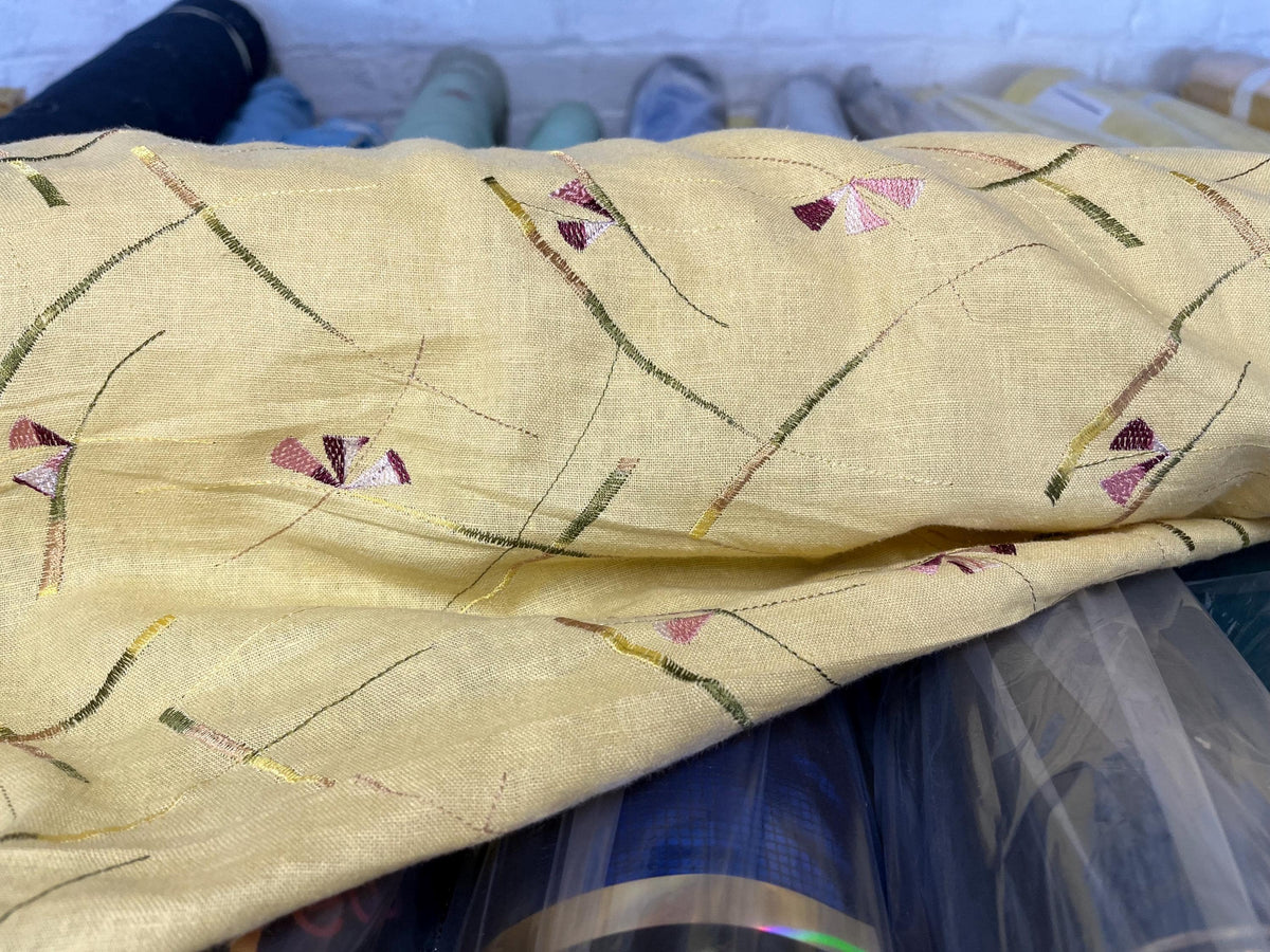 NEW High Class Embroidered Linen Fabric (Please Read Description)