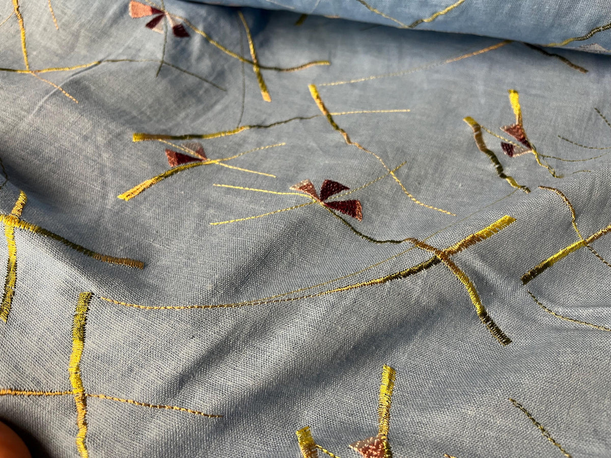 NEW High Class Embroidered Linen Fabric (Please Read Description)