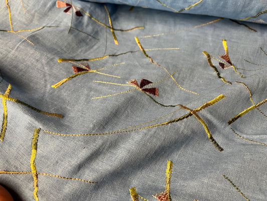 NEW High Class Embroidered Linen Fabric (Please Read Description)