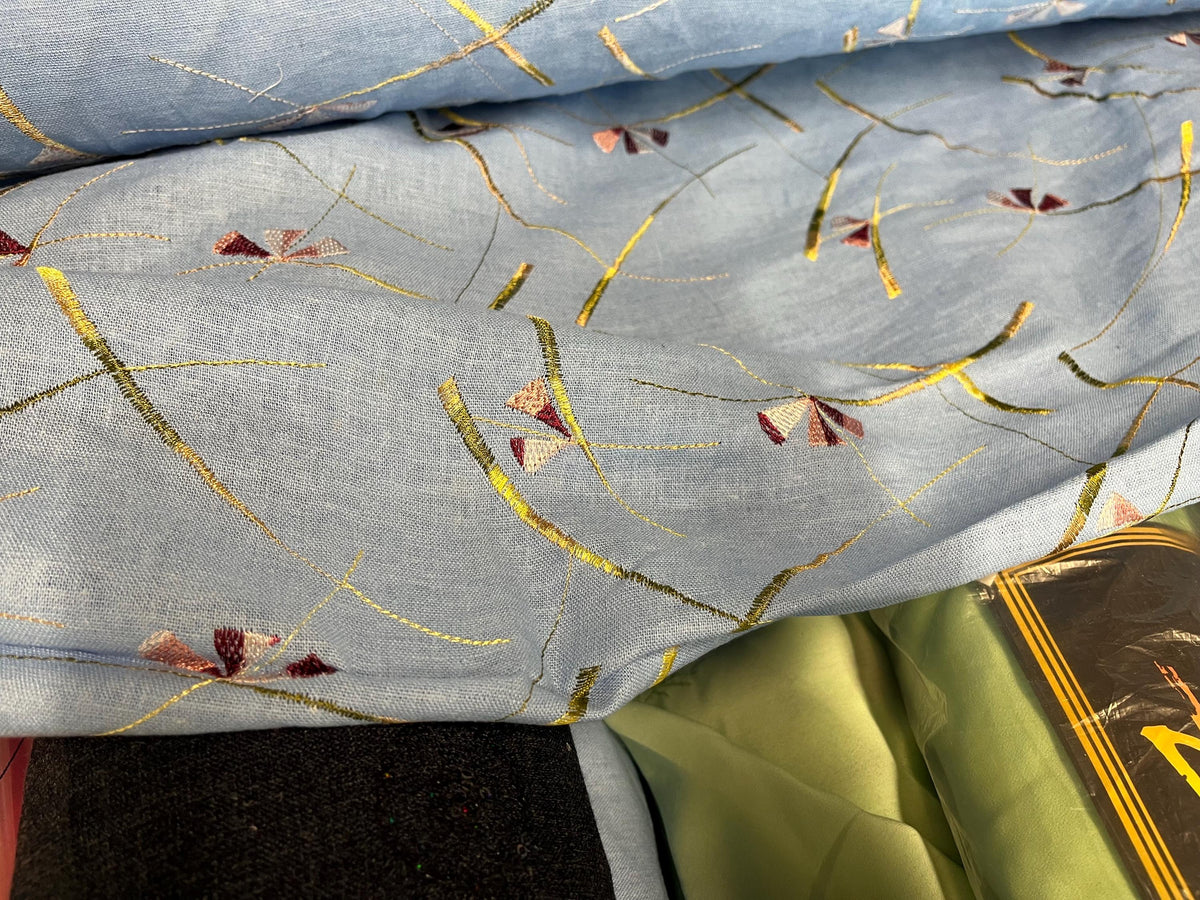 NEW High Class Embroidered Linen Fabric (Please Read Description)