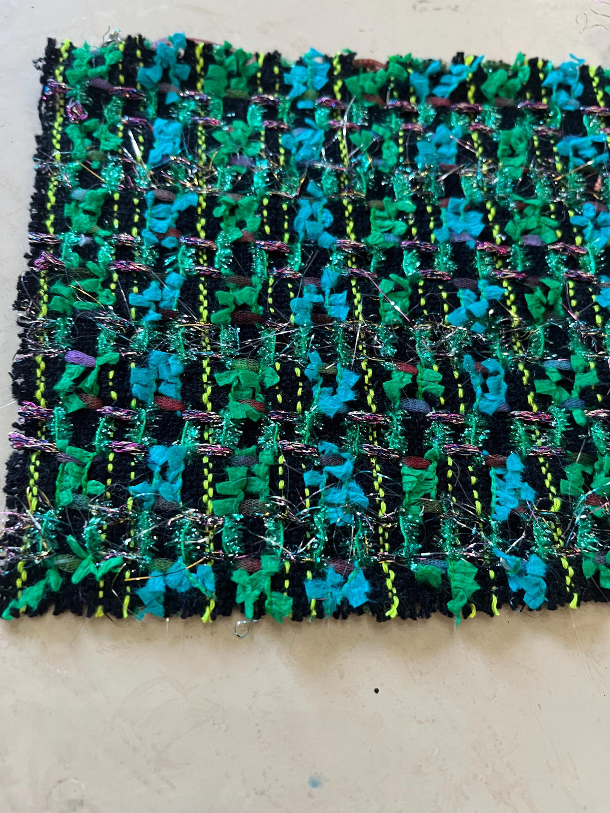 NEW High Class Emerald Metallic Shiny Multi Pink Black Teal Couture Tweed Boucle Fabric (Read Description)