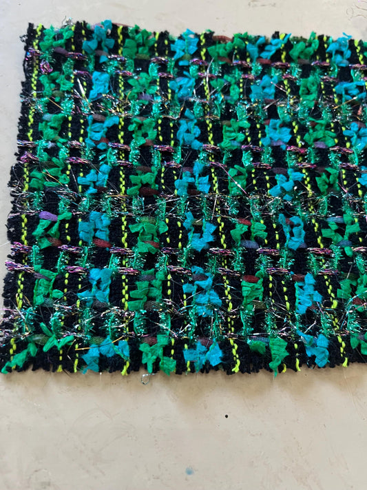 NEW High Class Emerald Metallic Shiny Multi Pink Black Teal Couture Tweed Boucle Fabric (Read Description)