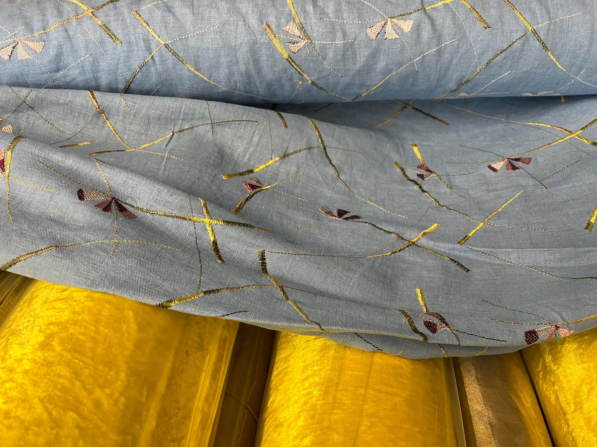 NEW High Class Embroidered Linen Fabric (Please Read Description)