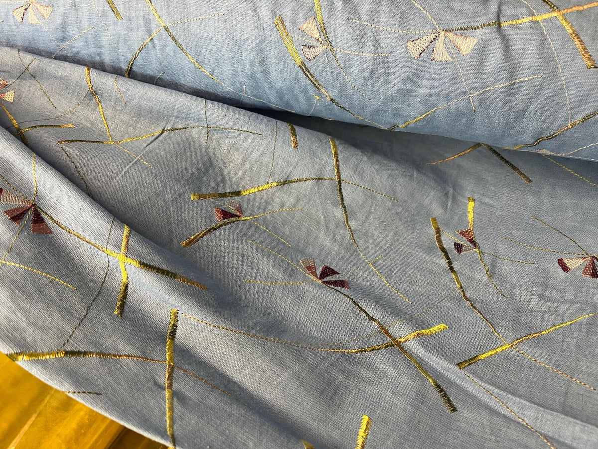 NEW High Class Embroidered Linen Fabric (Please Read Description)