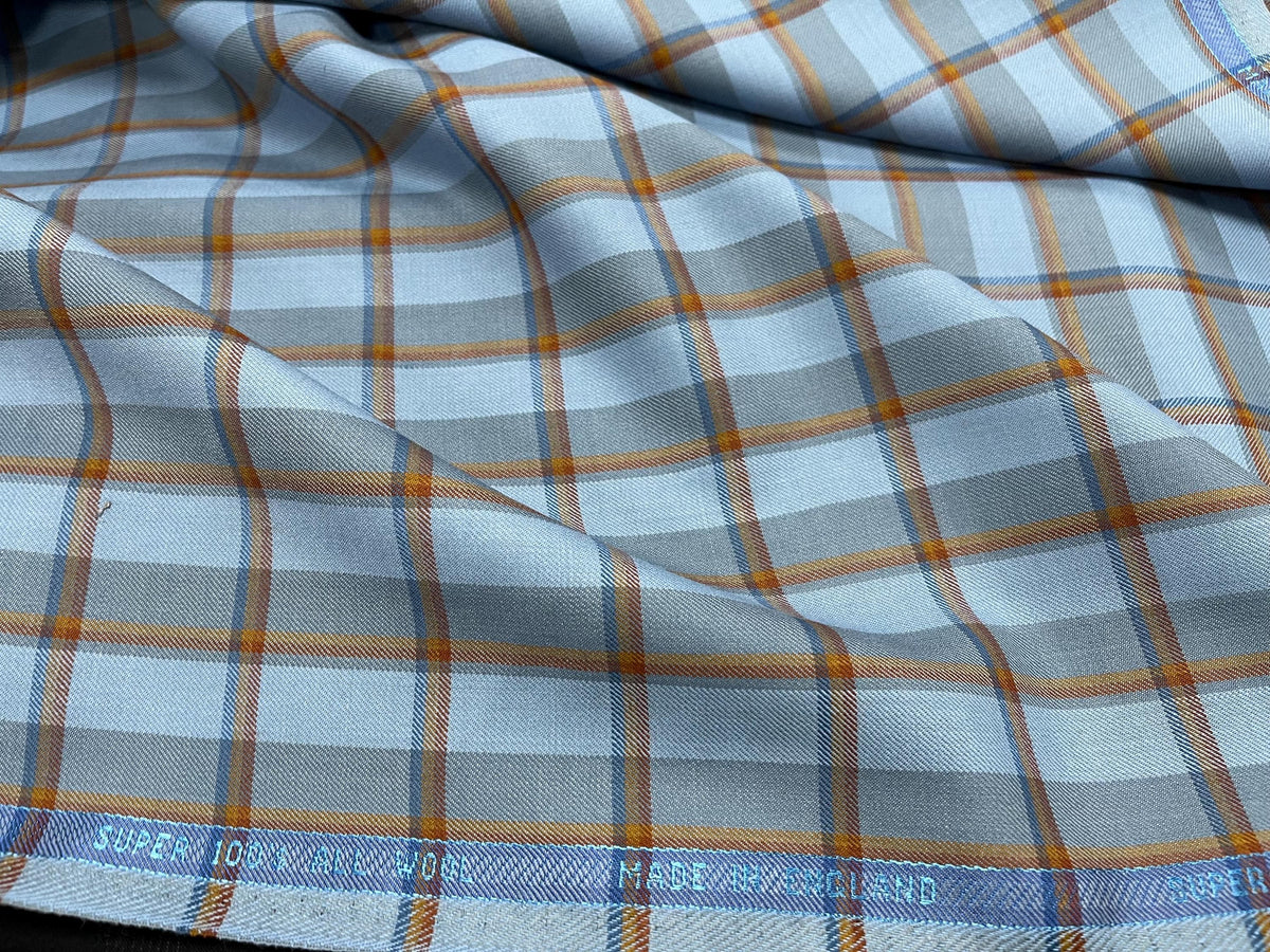 NEW High Class 100’S Wool Check Suiting Fabric (New Collection) (Please See Description)