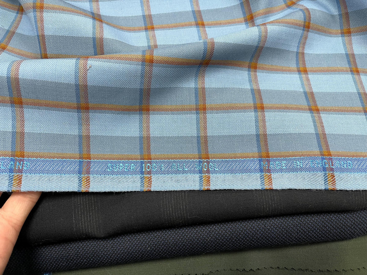 NEW High Class 100’S Wool Check Suiting Fabric (New Collection) (Please See Description)